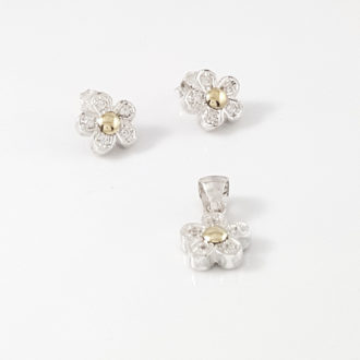 aretes y dije de plata y oro