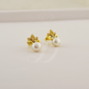 aretes de perla con oro