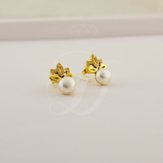 aretes de perla con oro