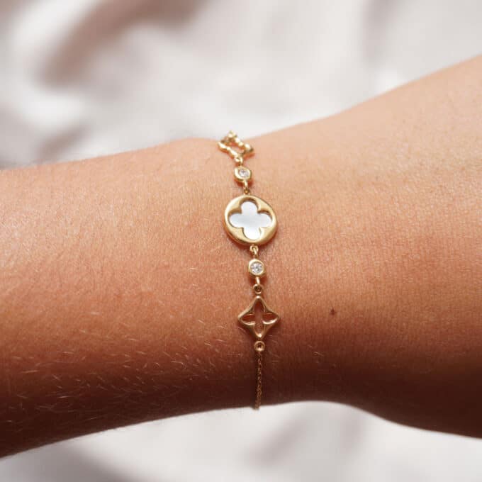 Pulsera Estilo Van Cleef de Oro 18k - Imagen 3