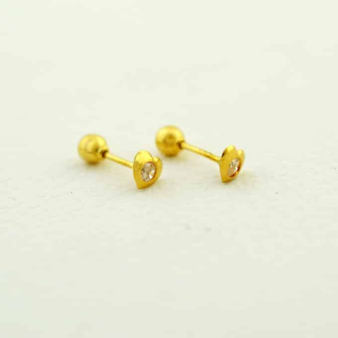 Aretes de bebé de oro 18k - Corazón Chispas - Imagen 4