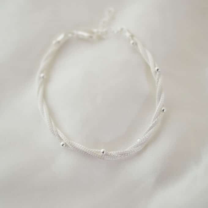 Pulsera de Plata Trenza Diamantada - Imagen 2