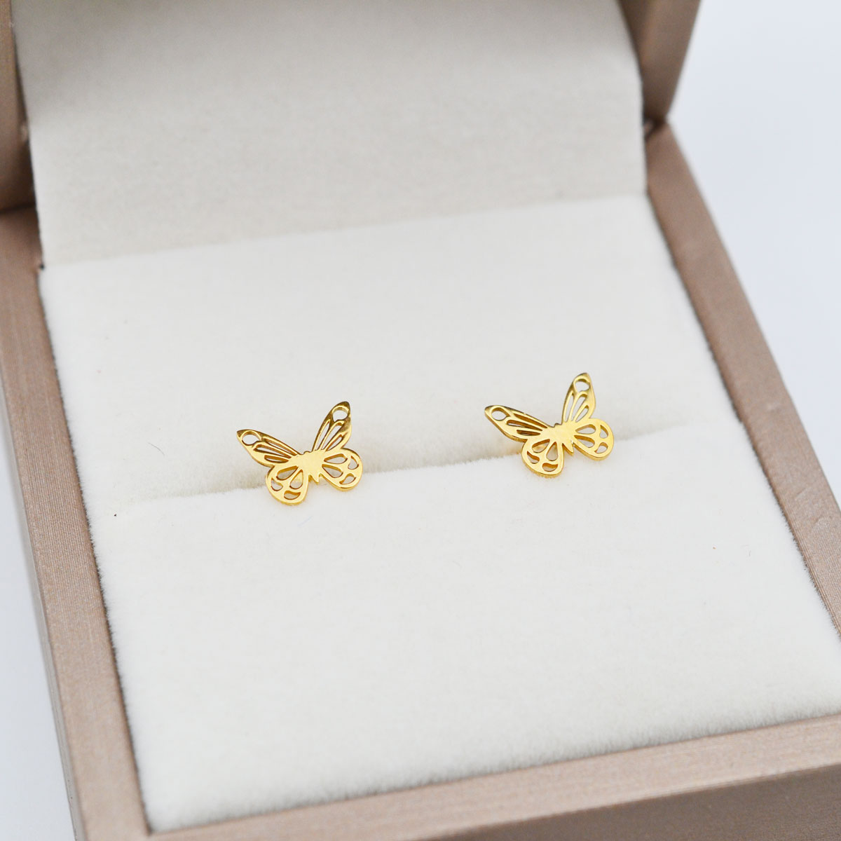 Aretes Mariposa de oro 18k - Imagen 4